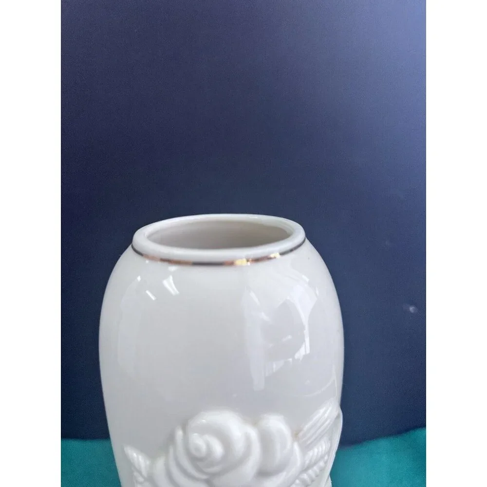 Lenox Rose Blossom Vase 24k Gold Trim Certificate 7.5 " Tall Bud Flower - Picture 4 of 7